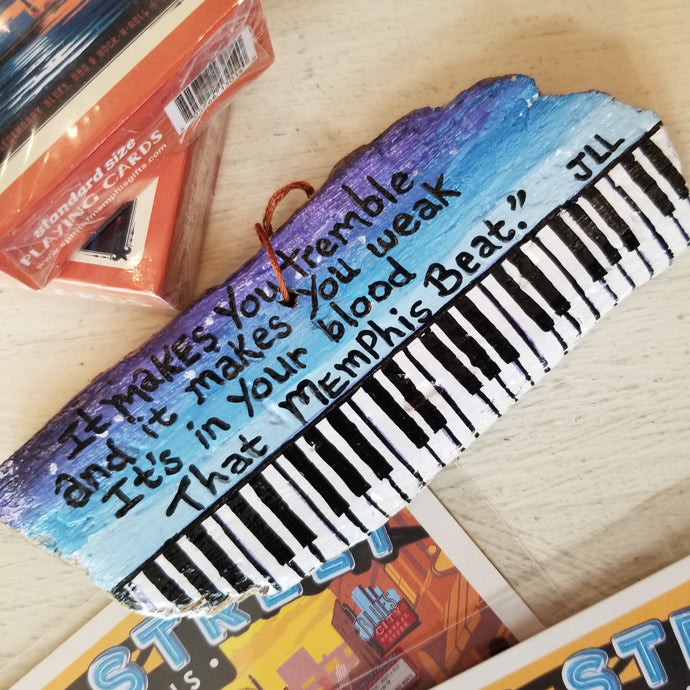 DJ Kelly Handpainted Driftwood Ornament Piano Quote