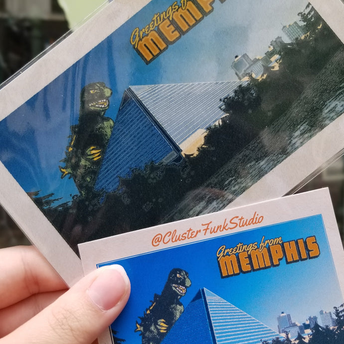Godzilla in Memphis Postcards & Stickers