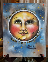 Load image into Gallery viewer, DJ Kelly Albert Einstein Moon Painting 14&quot;x18&quot;
