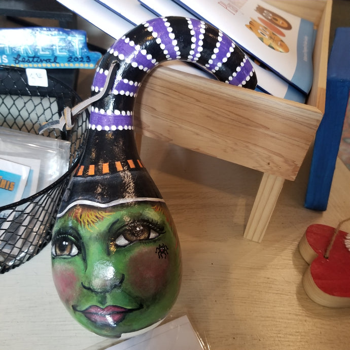 DJ Kelly Handpainted Witch Gourd