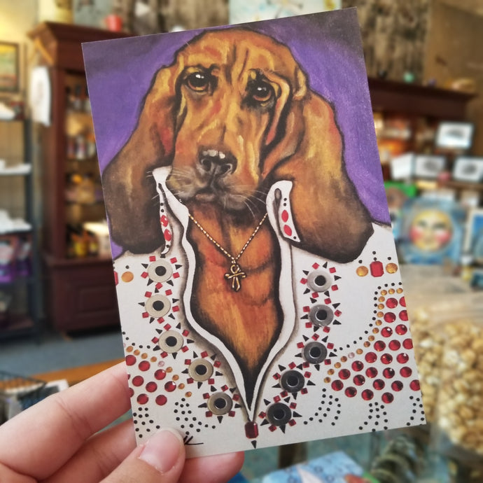 DJ Kelly Hound Dog Postcard Purple (4