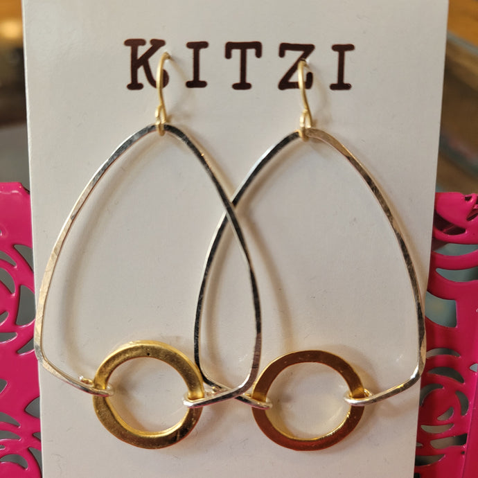 Kitzi Jewelry Earrings Gold & Silver Triangle Hoop Drops