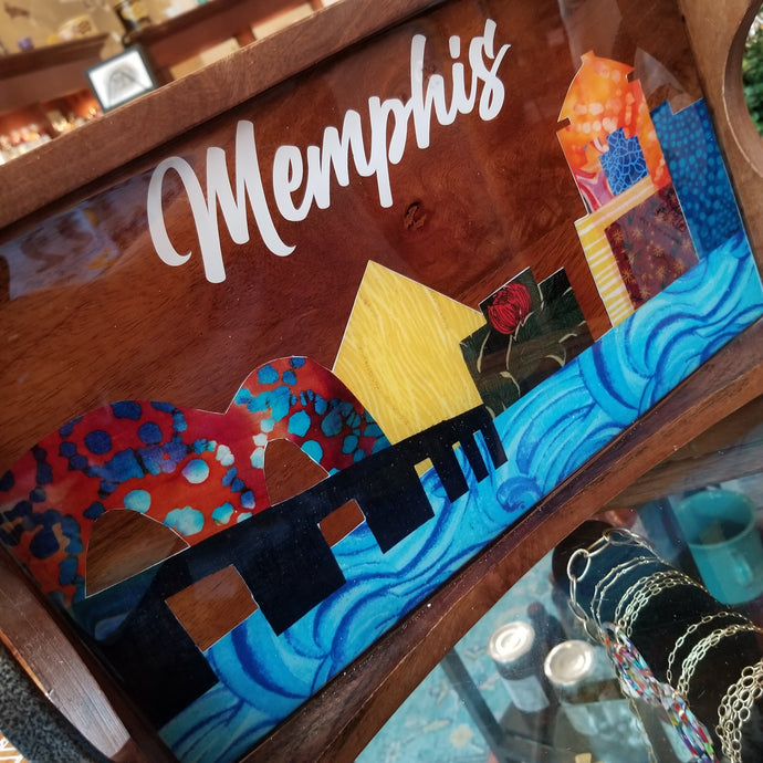 AnnaMade Designs Tray Colorful Memphis Skyline