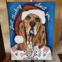 Load image into Gallery viewer, DJ Kelly Elvis Hound Dog Painting Christmas 16&quot;x12&quot;
