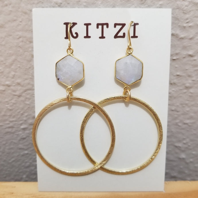 Kitzi Jewelry Earrings Hoops w/ White Gems