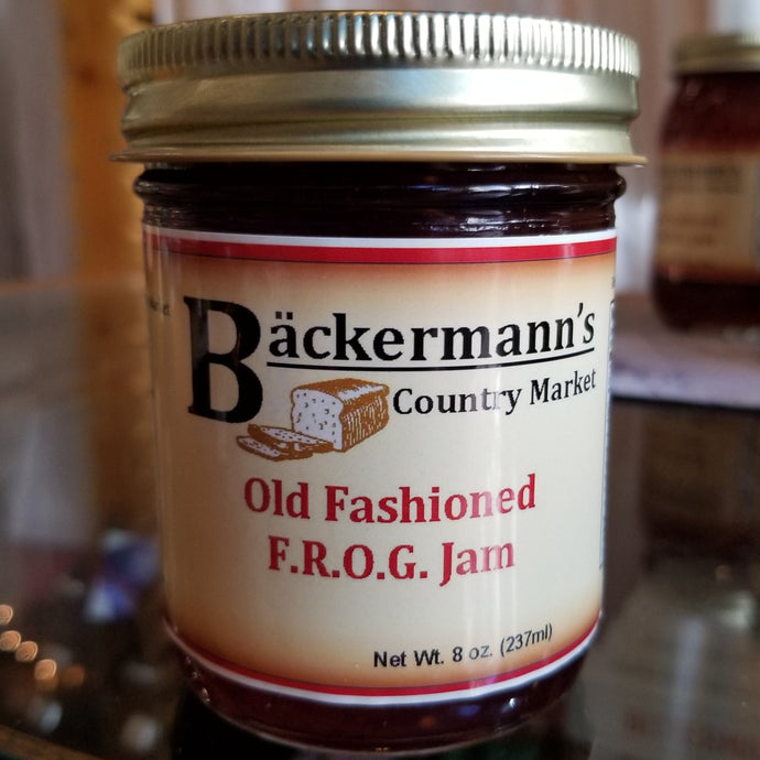 Backermann's F.R.O.G. Jam 8oz Figs, Raspberries, Orange, Grapes