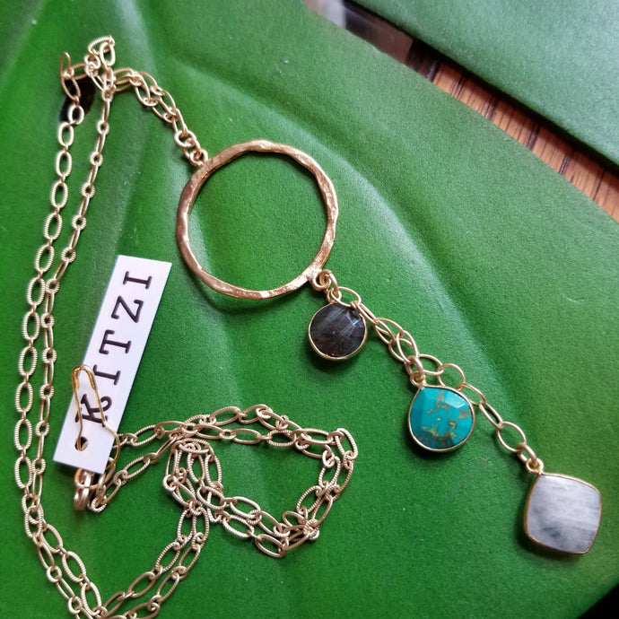 Kitzi Jewelry 3-Tier Gold & Jewel Necklace