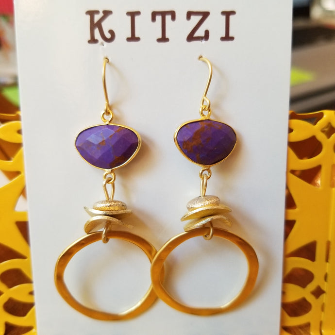 Kitzi Jewelry Earrings Hoops & Purple Stones