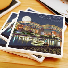 Load image into Gallery viewer, Memphis Night Skyline Ceramic Coaster
