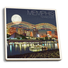 Load image into Gallery viewer, Memphis Night Skyline Ceramic Coaster
