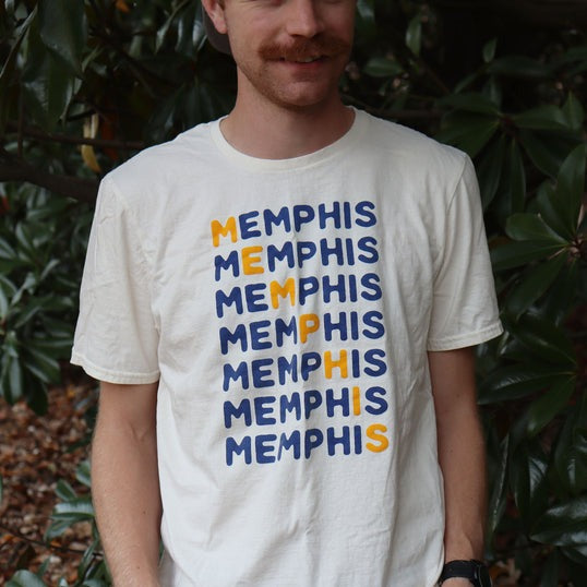 Memphis Repeat Tee (On light blue tee!)